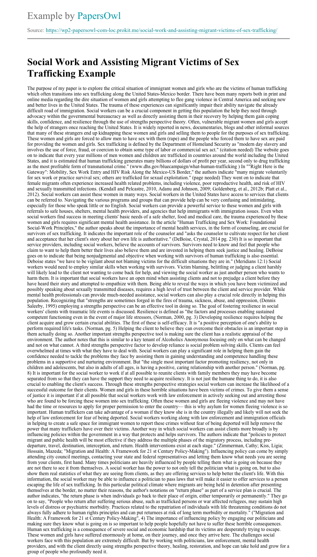 Social Work And Assisting Migrant Victims Of Sex Trafficking Free Essay Example Papersowl