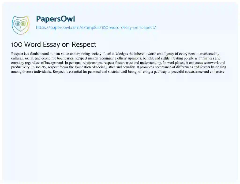 Essay on 100 Word Essay on Respect