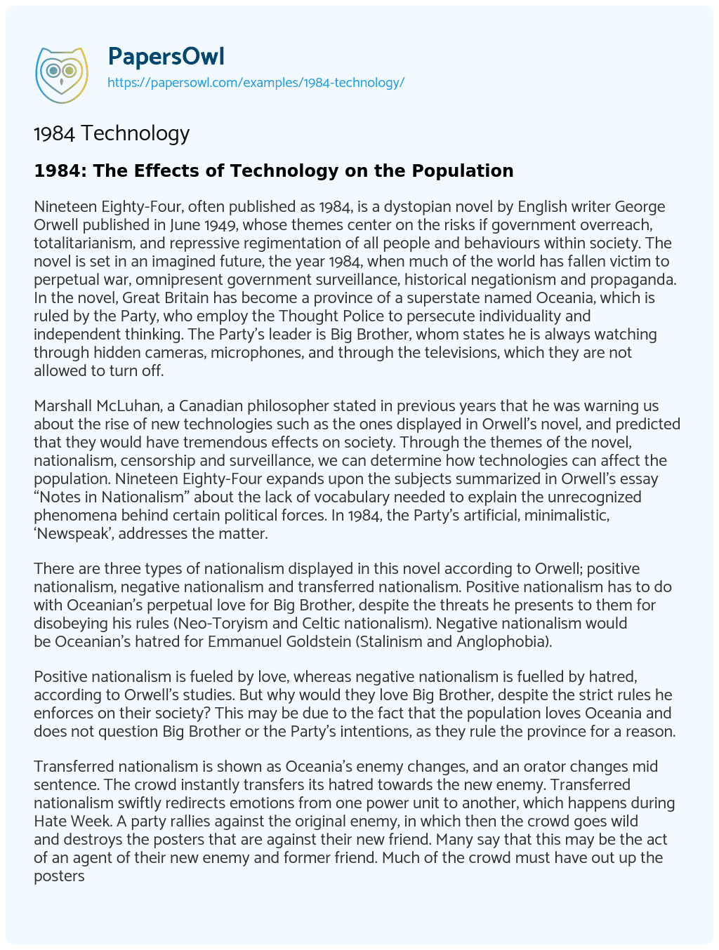 1984 Technology essay