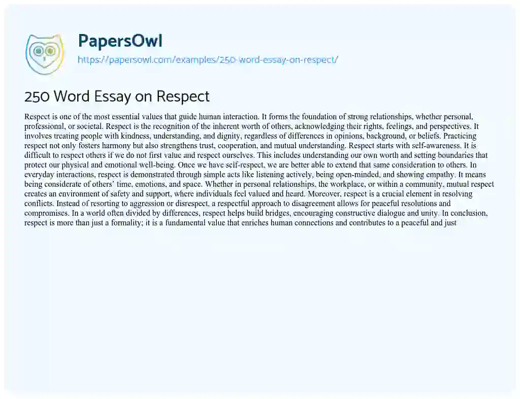 Essay on 250 Word Essay on Respect