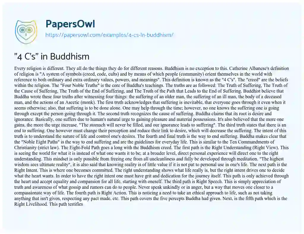 Essay on “4 C’s” in Buddhism