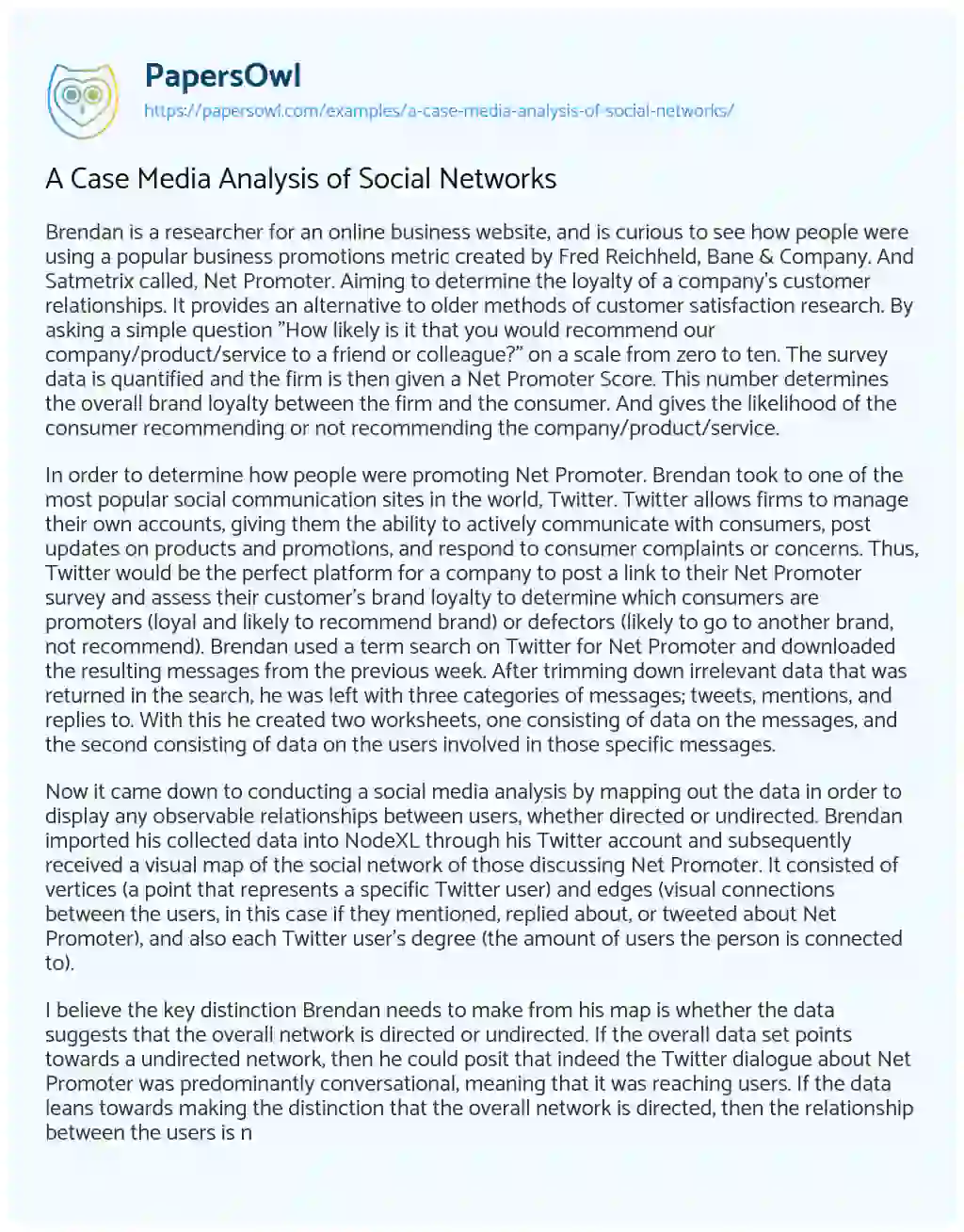 Essay on A Case Media Analysis of Social Networks
