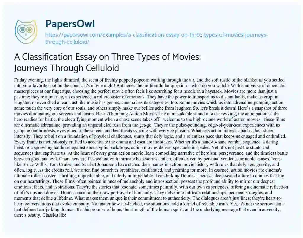 classification essay movies