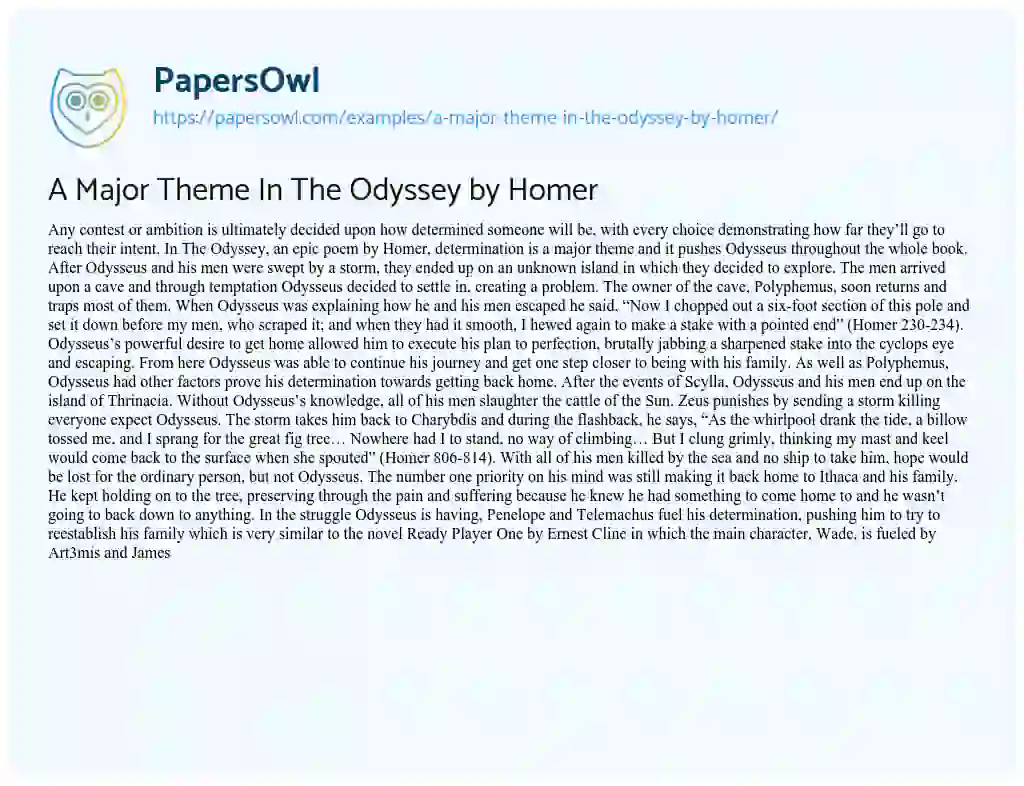 Essay on A Major Theme in the Odyssey by Homer