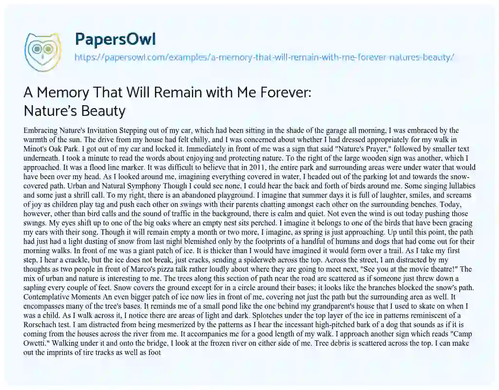 the memory will remain with me forever essay