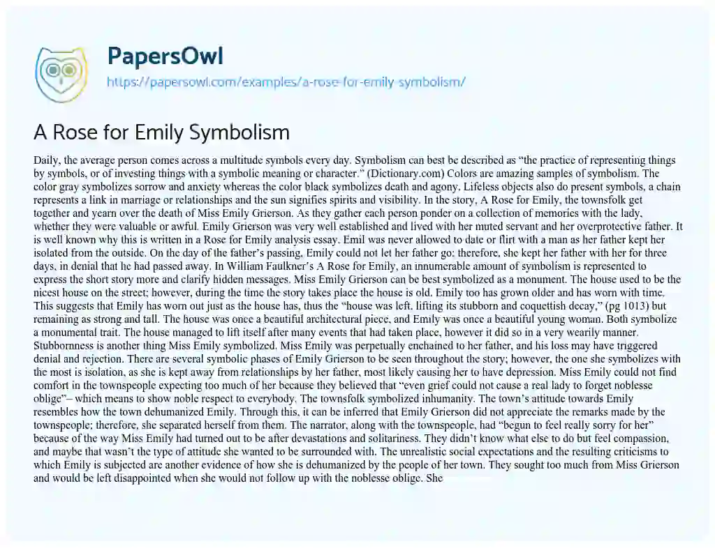 essay about a rose for emily