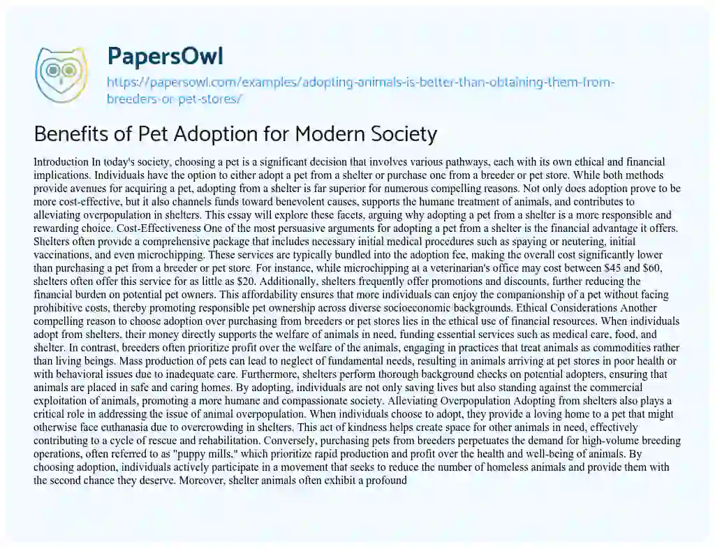 adopting animals essay