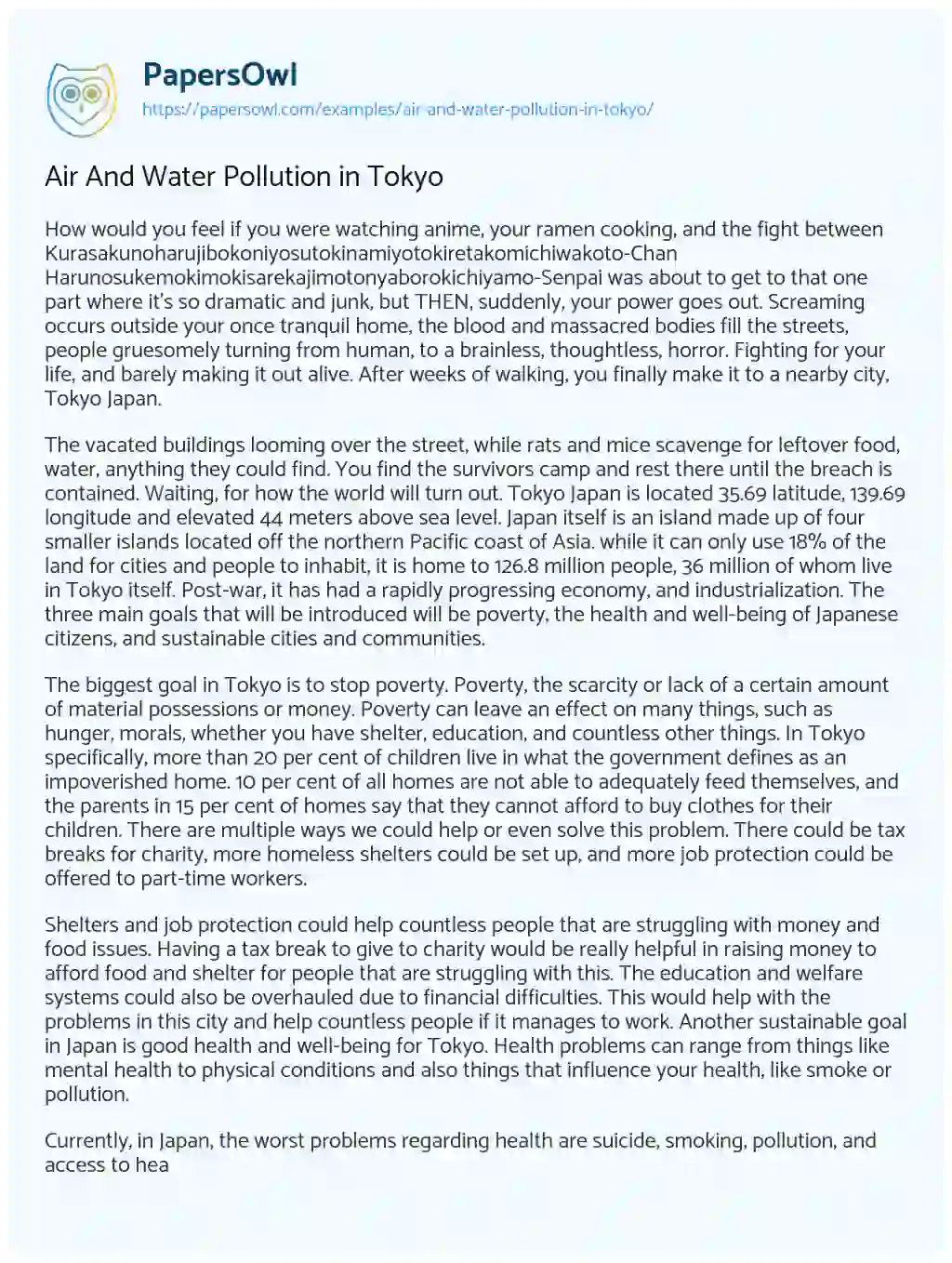 Air and Water Pollution in Tokyo essay