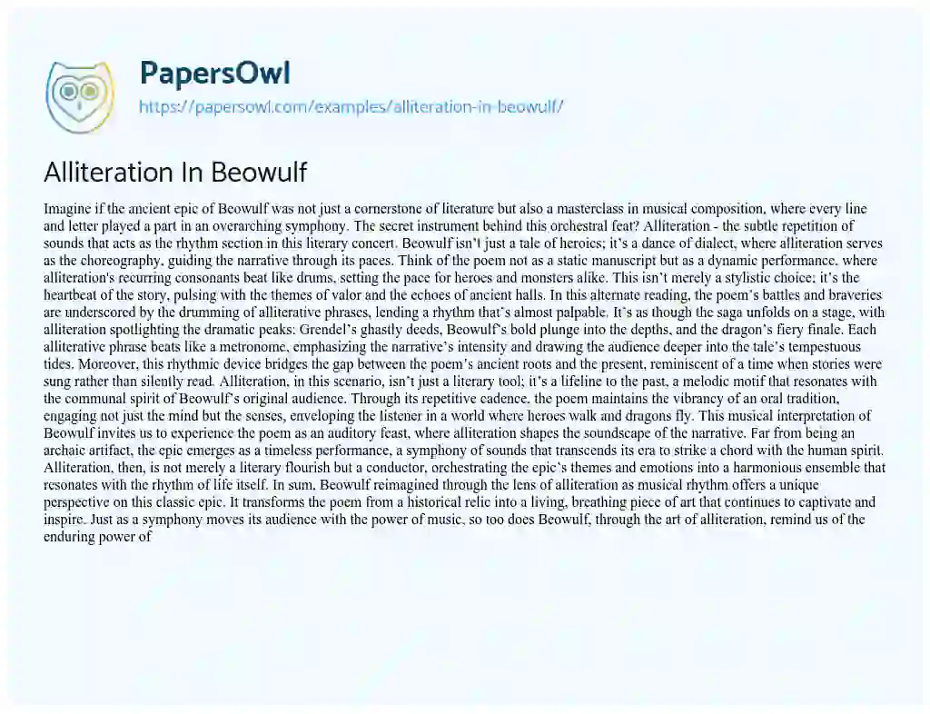 Essay on Alliteration in Beowulf