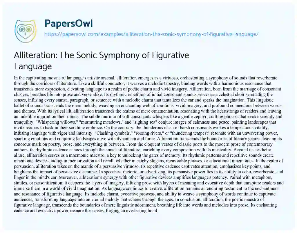 Essay on Alliteration: the Sonic Symphony of Figurative Language