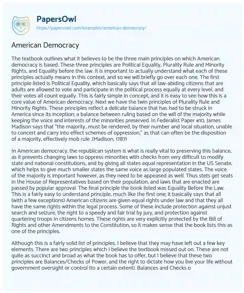 American Democracy essay