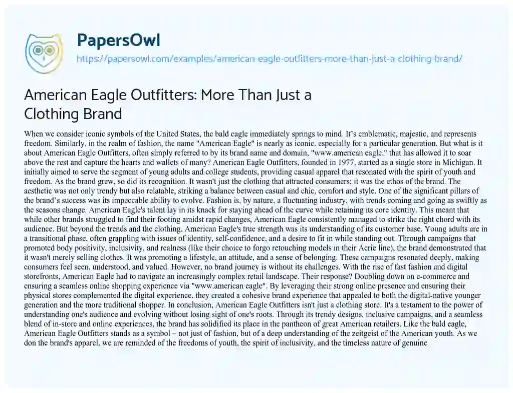Essay on American Eagle Outfitters: more than Just a Clothing Brand
