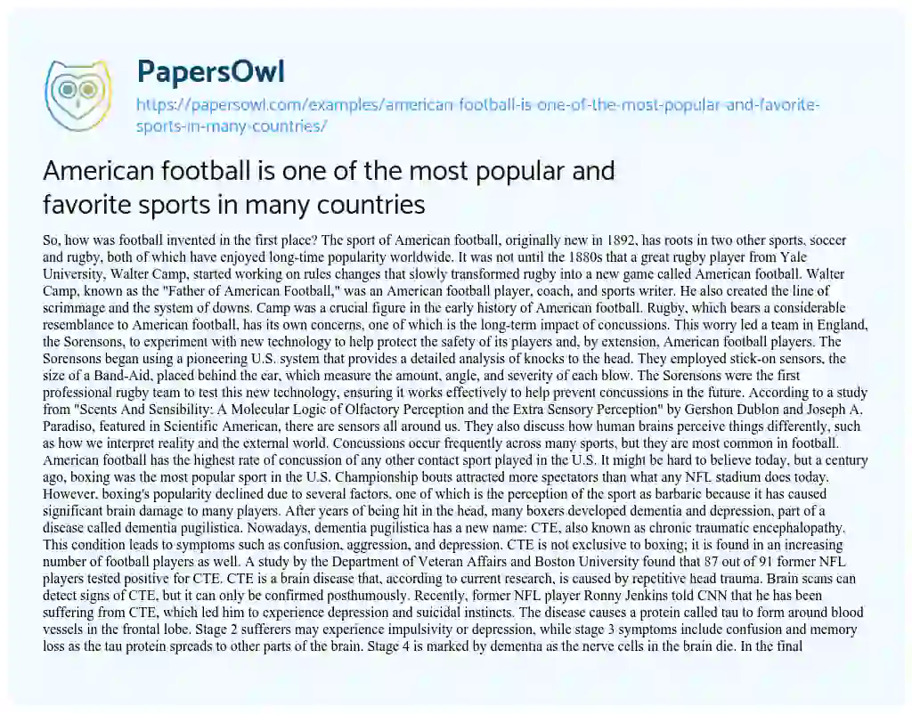 Essay on American Football is One of the most Popular and Favorite Sports in Many Countries