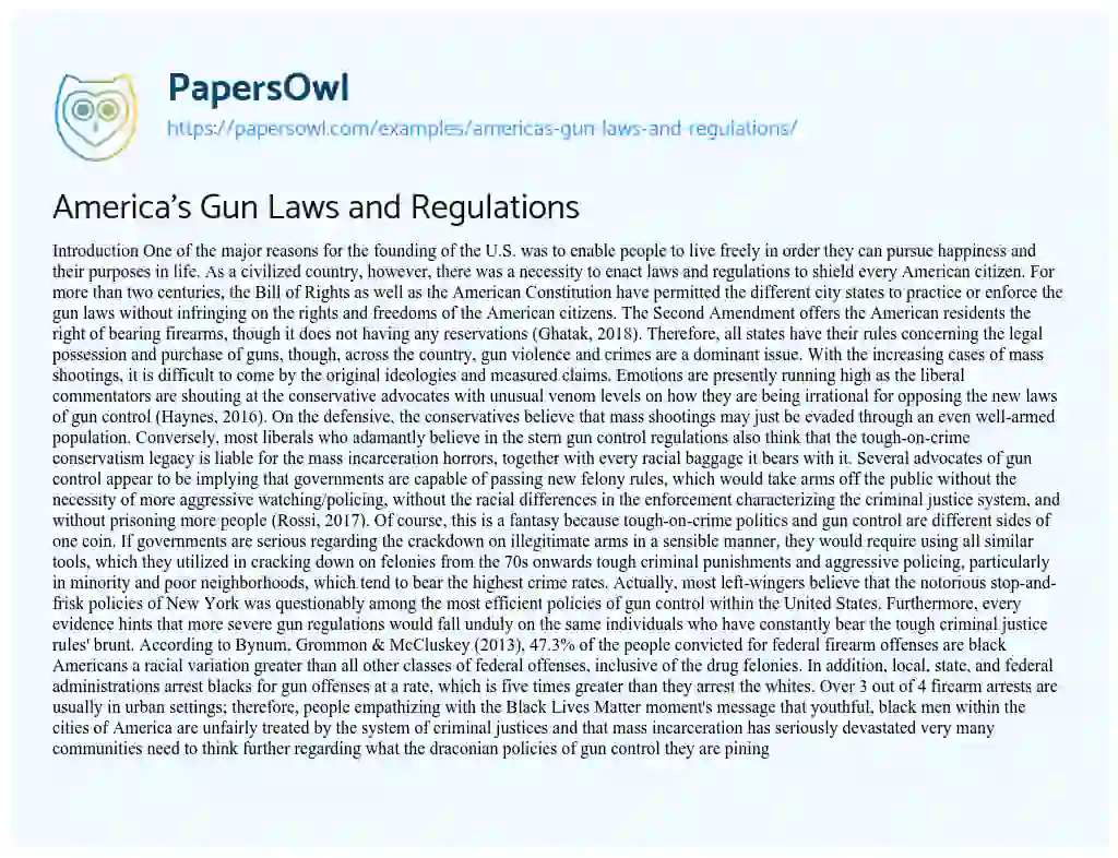 America’s Gun Laws and Regulations essay