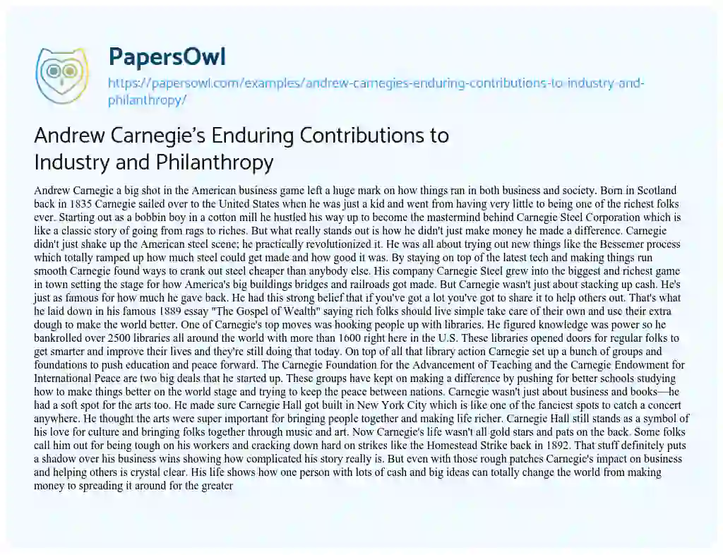 andrew carnegie philanthropy essay