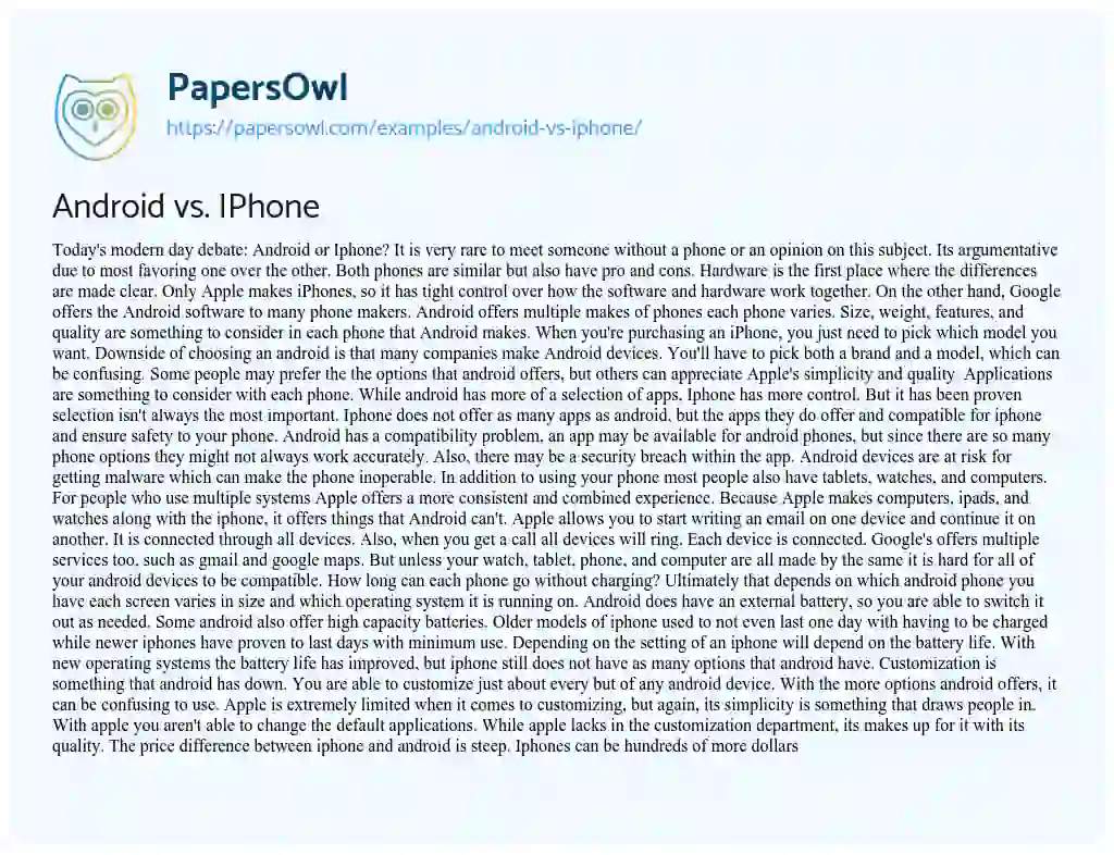 Android Vs. IPhone essay
