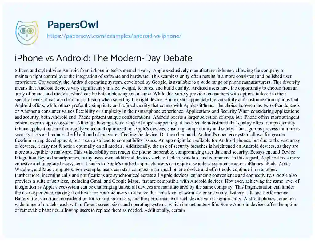 Essay on Android Vs. IPhone