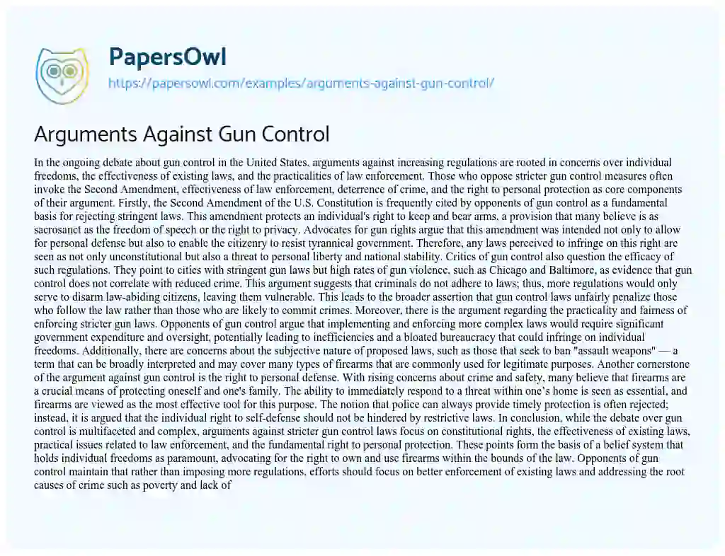 arguments against gun control essay