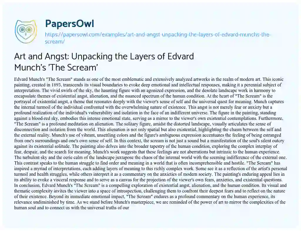 Art and Angst: Unpacking the Layers of Edvard Munch's 'The Scream ...