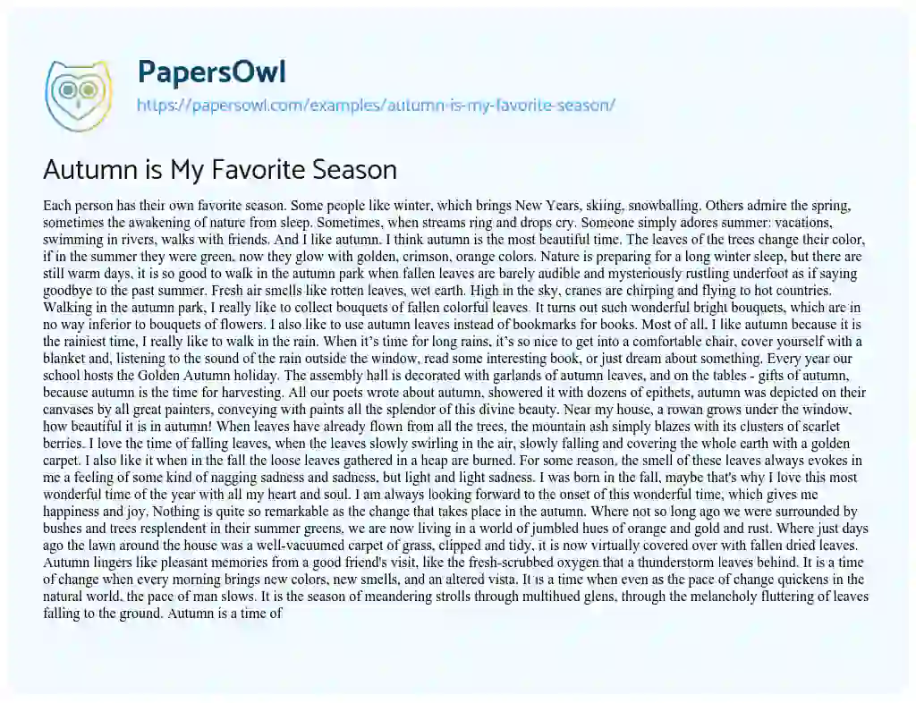 essay topic favorite season