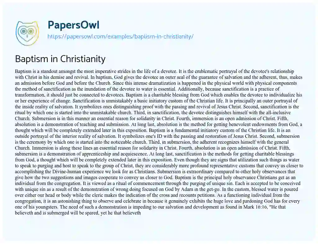 Essay on Baptism in Christianity