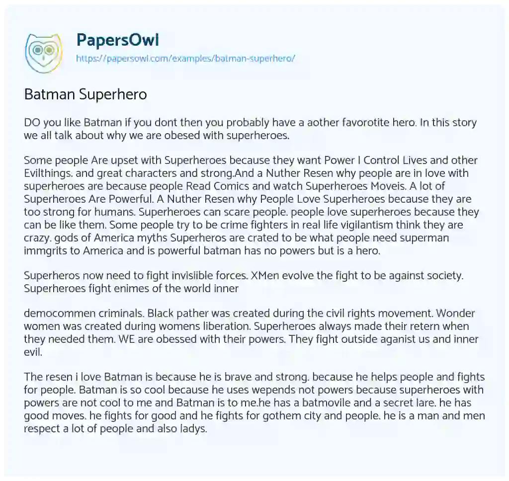 Essay on Batman Superhero