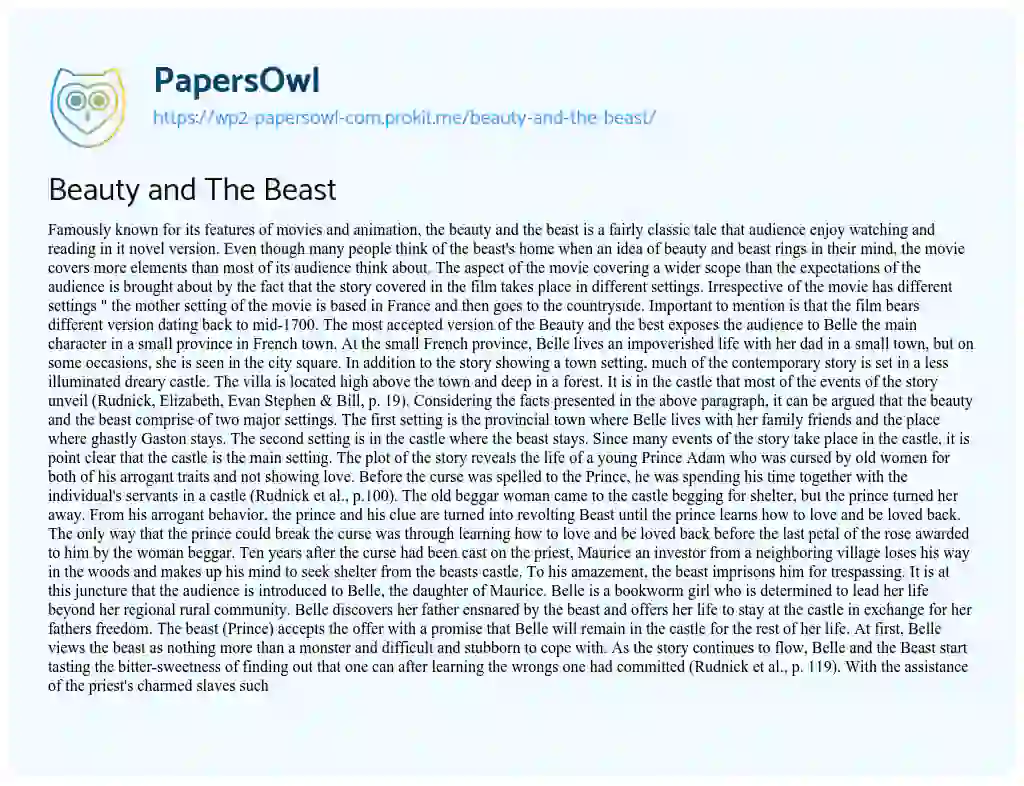 Essay on Beauty and the Beast