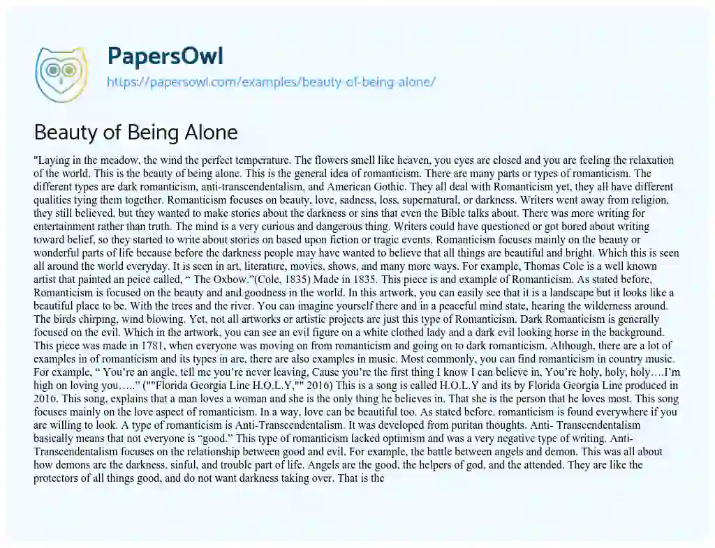 Beauty of being Alone essay