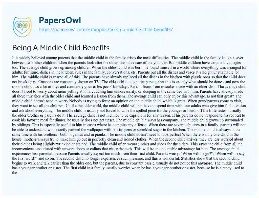 Essay on Being a Middle Child Benefits