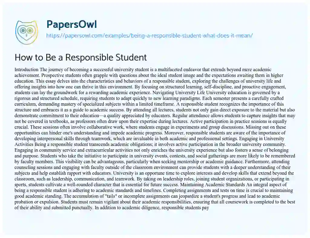 essay on my responsibility as a student