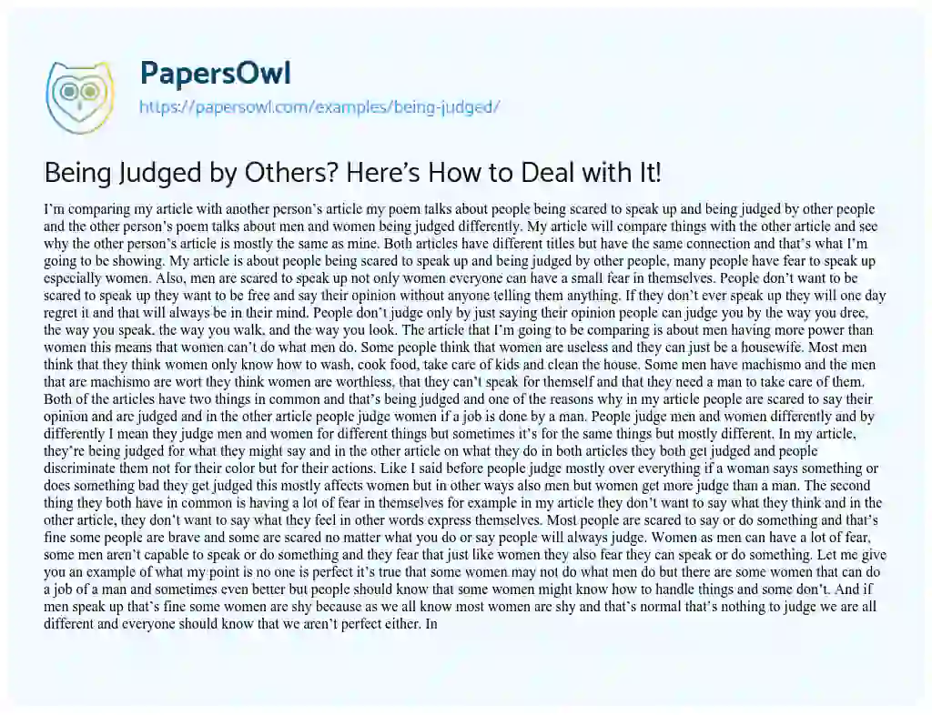 Essay on Being Judged by Others? here’s how to Deal with It!