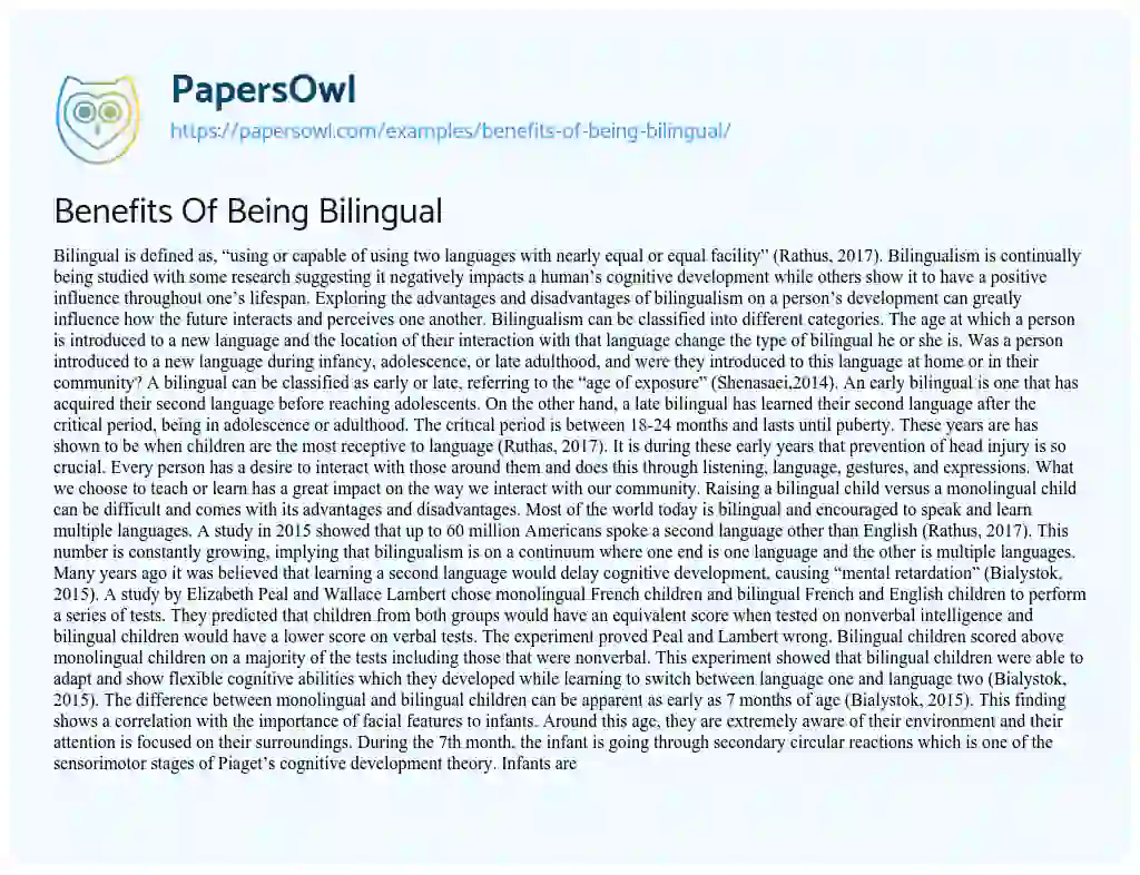 Benefits of being Bilingual essay