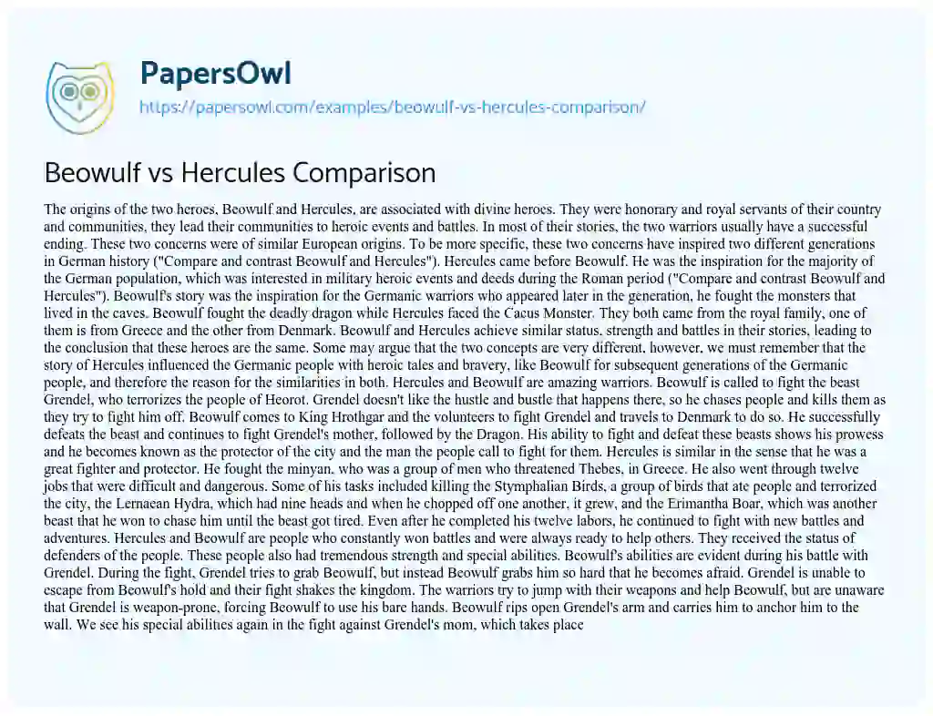 Essay on Beowulf Vs Hercules Comparison