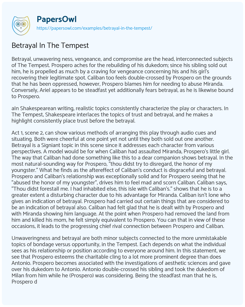 essay about betrayal