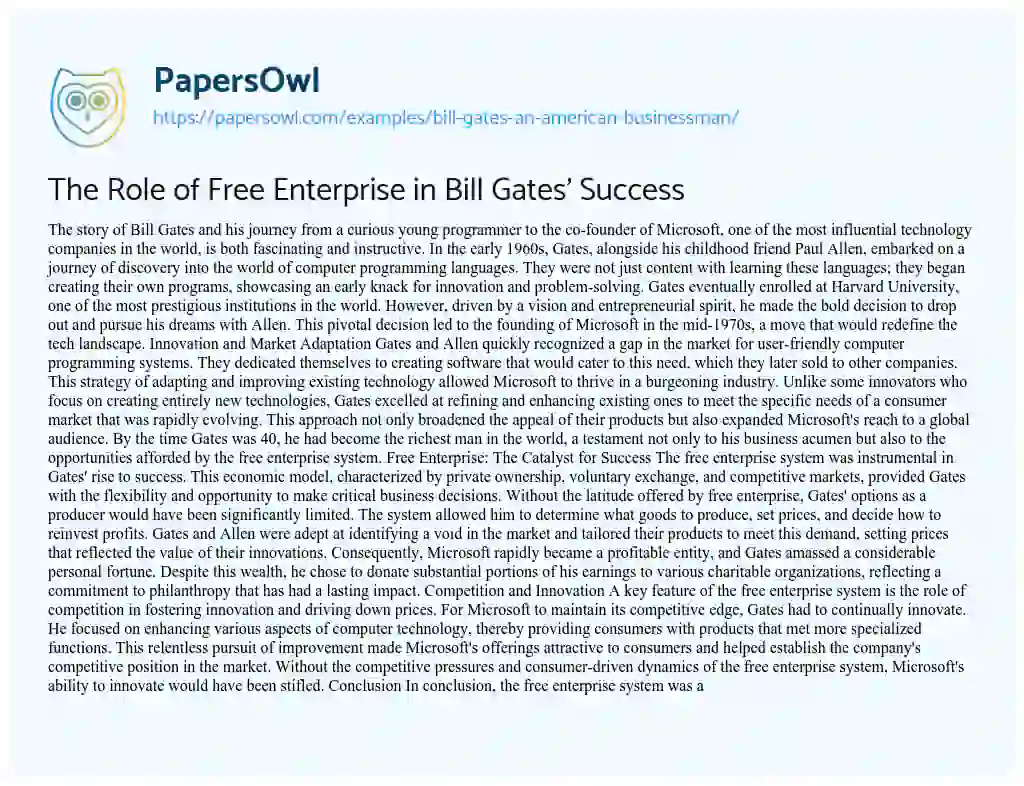 Essay on Bill Gates an American Businessman