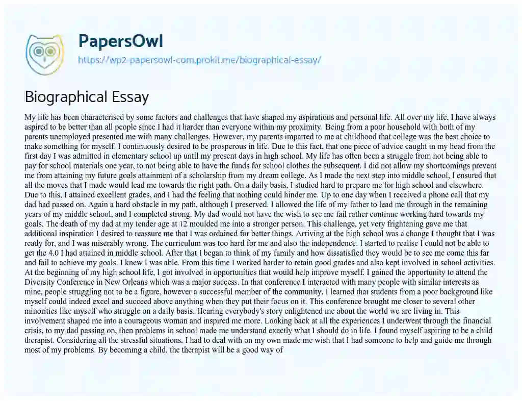 Essay on Biographical Essay