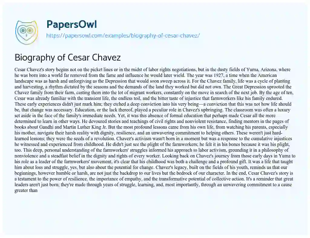Essay on Biography of Cesar Chavez