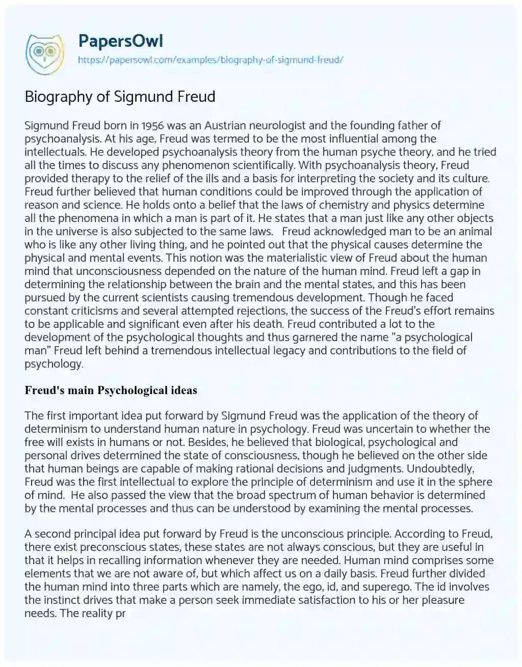 Essay on Biography of Sigmund Freud
