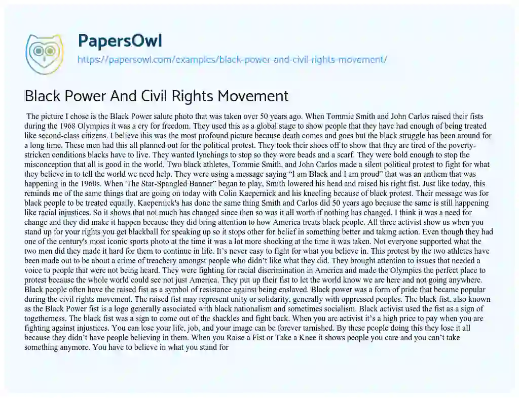 Essay on Black Power and Civil Rights Movement