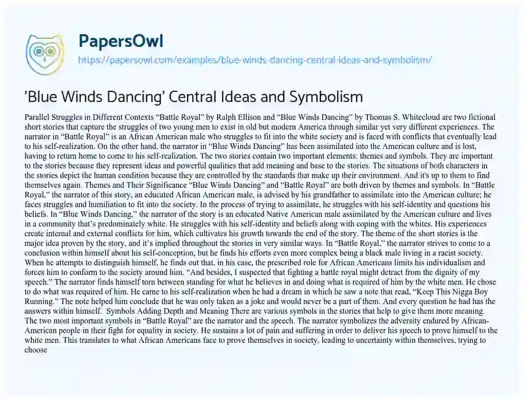 Essay on ‘Blue Winds Dancing’ Central Ideas and Symbolism