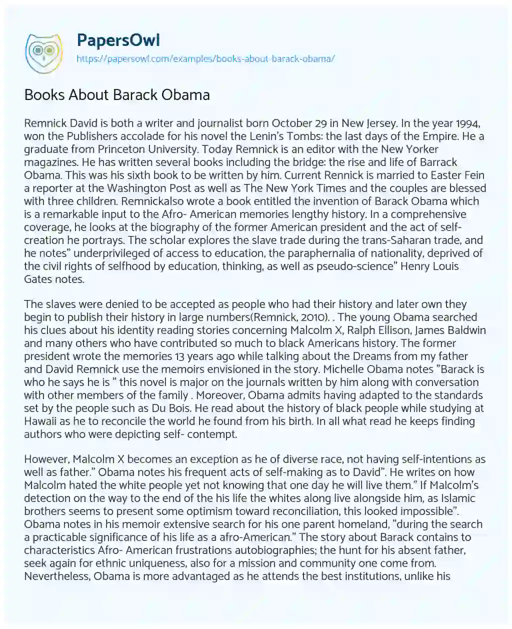 Essay on Books about Barack Obama