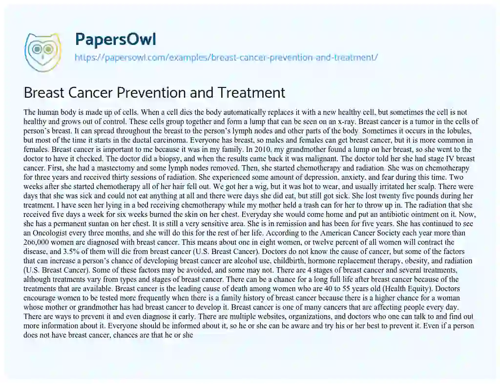 how to prevent cancer essay