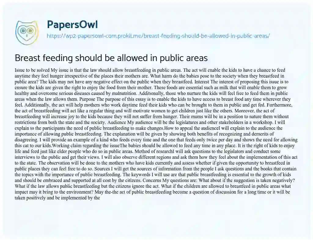 Essay on Breast Feeding should be Allowed in Public Areas