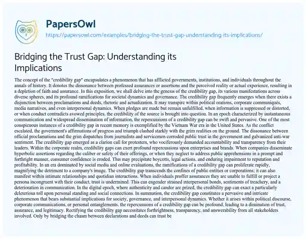 Essay on Bridging the Trust Gap: Understanding its Implications