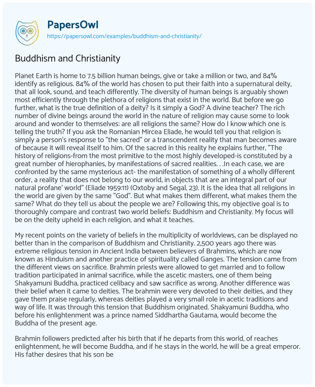 Buddhism and Christianity essay