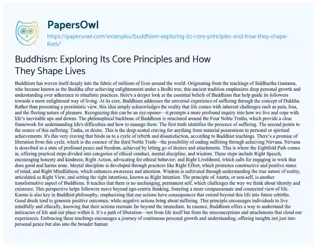 Buddhism: Exploring Its Core Principles and How They Shape Lives - Free ...