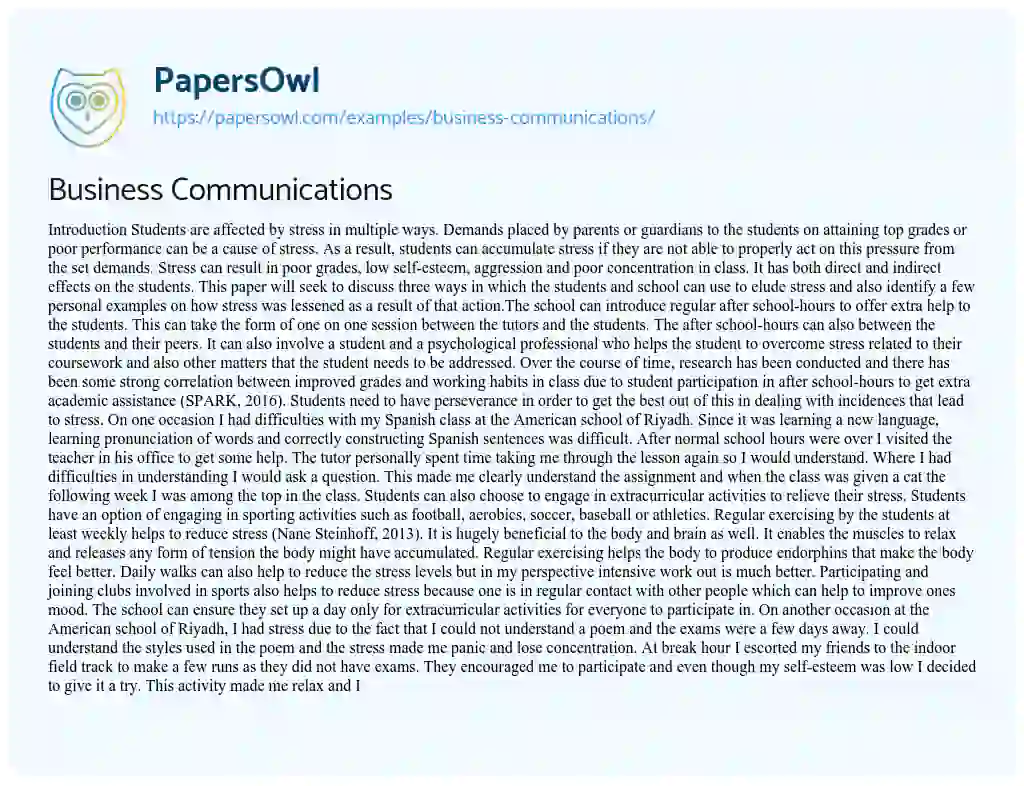 Essay on Business Communications