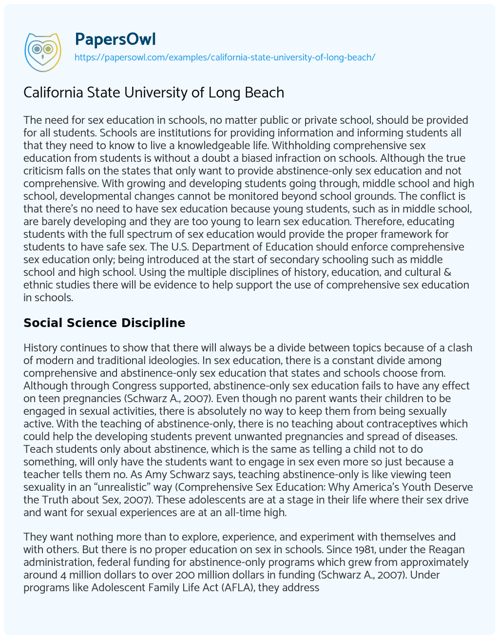 Essay on California State University of Long Beach