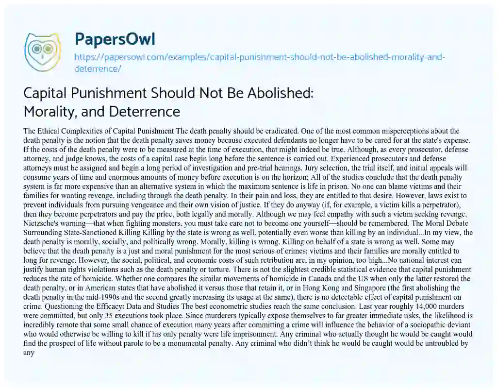 write an essay on should capital punishment be abolished