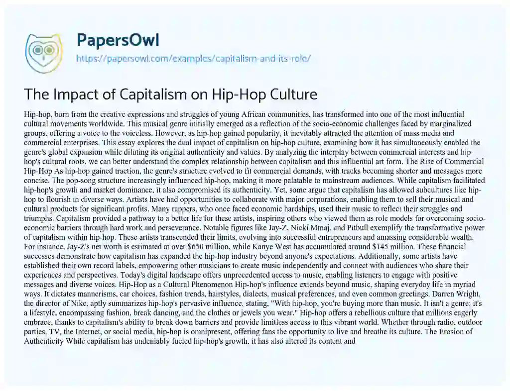 what is capitalism essay